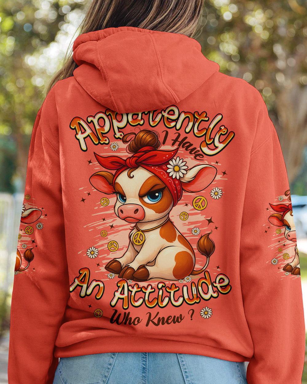 APPARENTLY I HAVE AN ATTITUDE WHO KNEW COW ALL OVER PRINT - TYPQ1212252