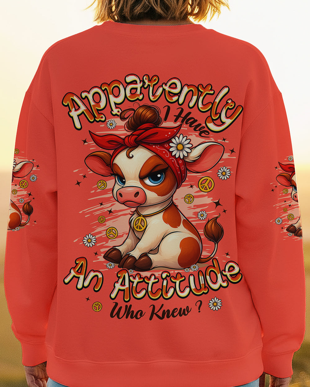 APPARENTLY I HAVE AN ATTITUDE WHO KNEW COW ALL OVER PRINT - TYPQ1212252