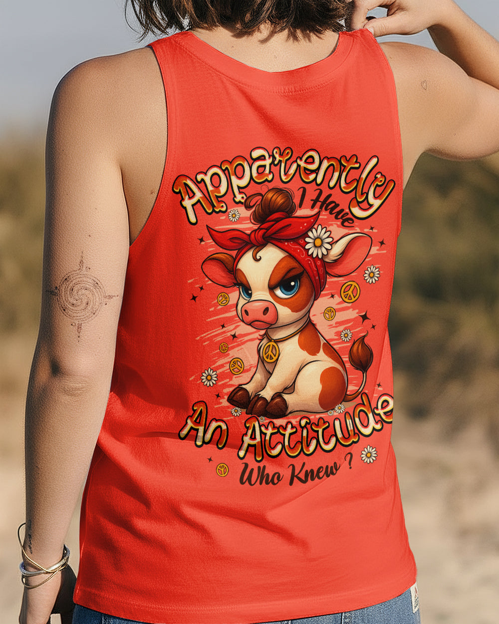 APPARENTLY I HAVE AN ATTITUDE WHO KNEW COW ALL OVER PRINT - TYPQ1212252
