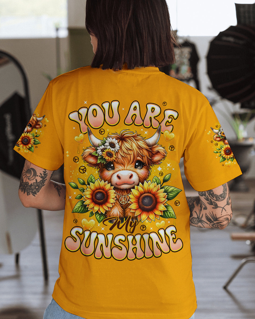 YOU ARE MY SUNSHINE SUNFLOWER COW ALL OVER PRINT - TYPQ1312252