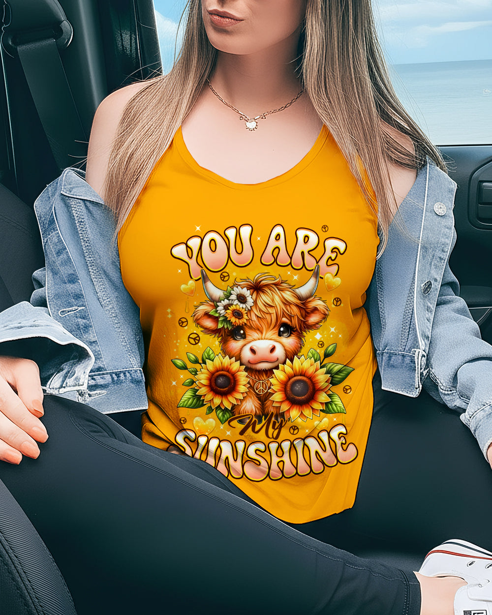YOU ARE MY SUNSHINE SUNFLOWER COW ALL OVER PRINT - TYPQ1312252