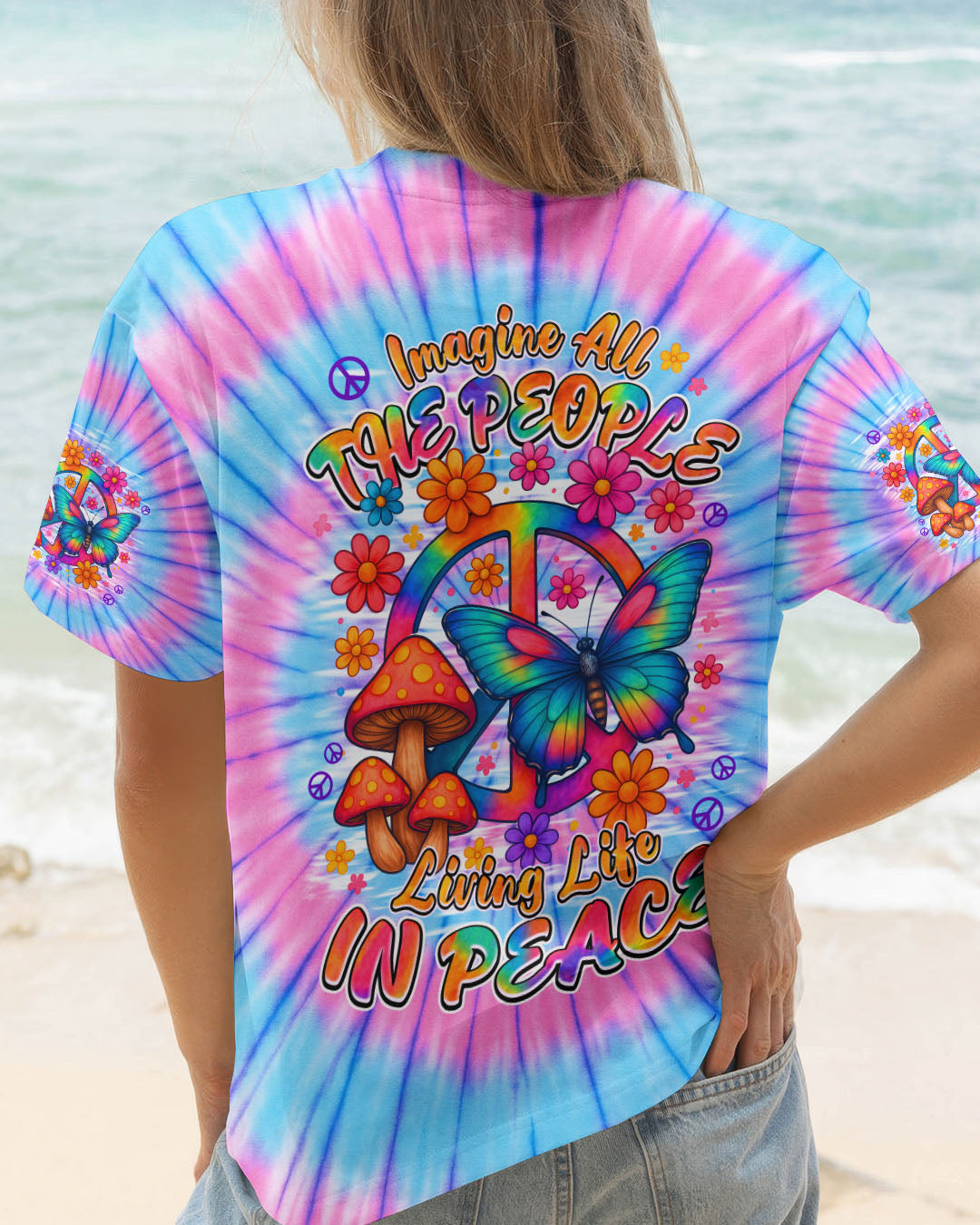 IMAGINE ALL THE PEOPLE LIVING LIFE IN PEACE TIE DYE ALL OVER PRINT - TYPQ1408251