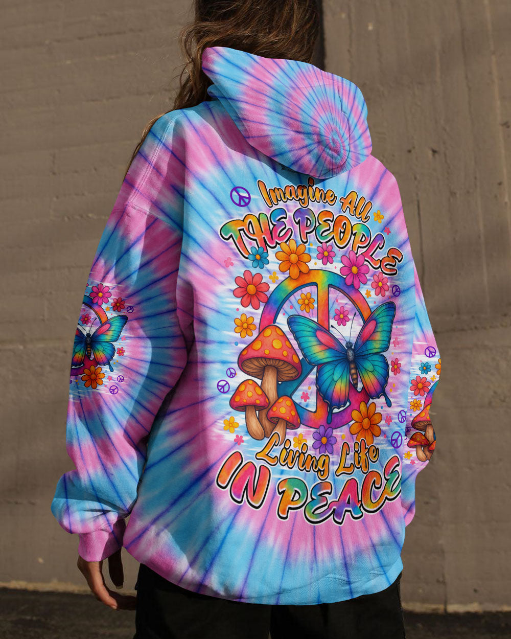 IMAGINE ALL THE PEOPLE LIVING LIFE IN PEACE TIE DYE ALL OVER PRINT - TYPQ1408251