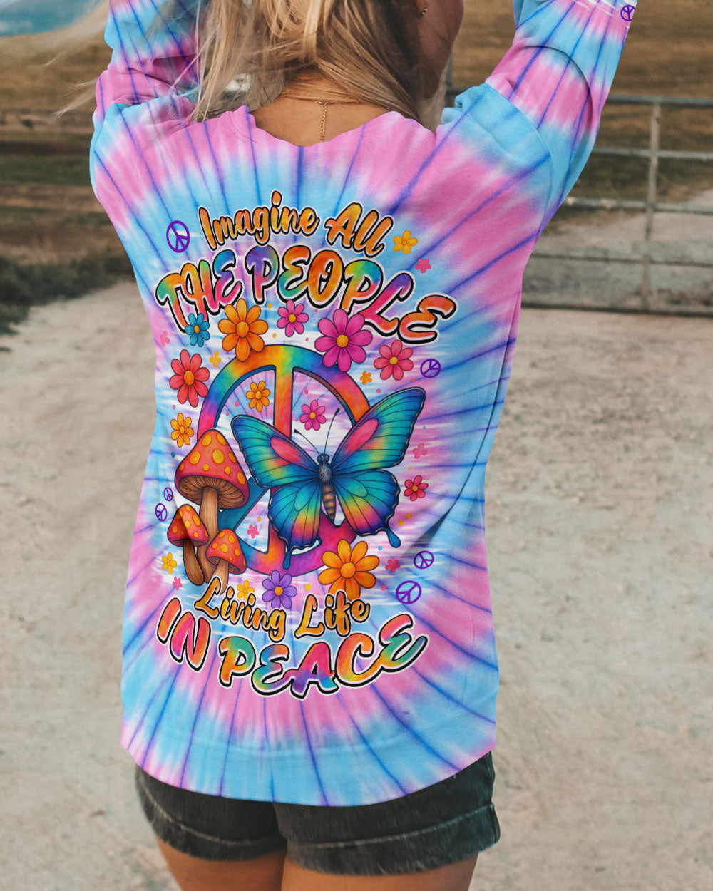 IMAGINE ALL THE PEOPLE LIVING LIFE IN PEACE TIE DYE ALL OVER PRINT - TYPQ1408251