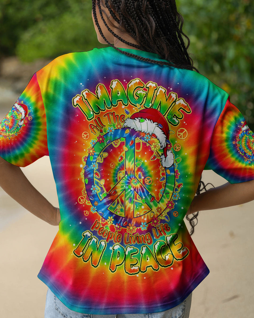 IMAGINE ALL THE PEOPLE LIVING LIFE IN PEACE CHRISTMAS TIE DYE ALL OVER PRINT - TYPQ1411251