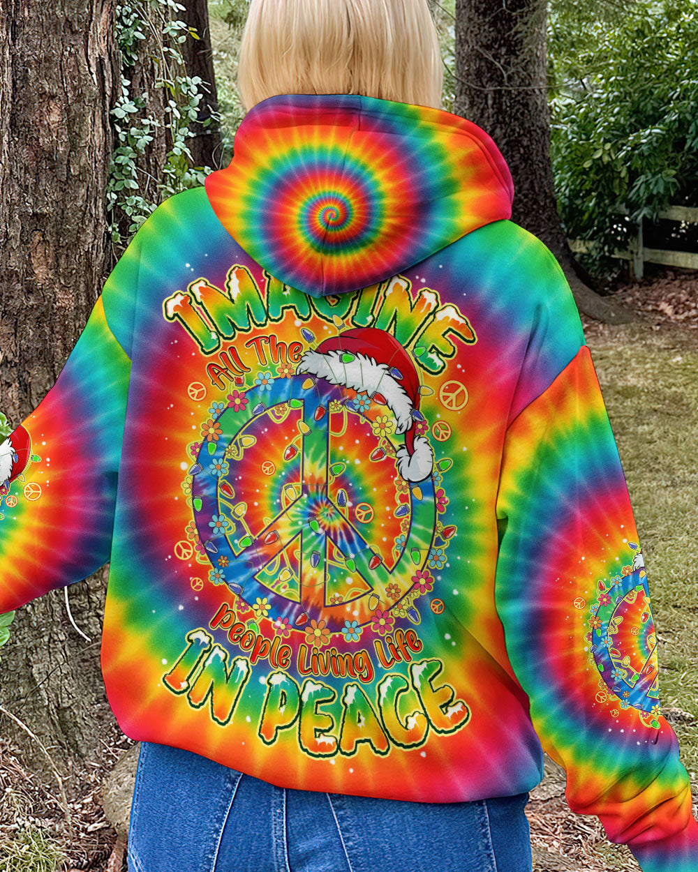 IMAGINE ALL THE PEOPLE LIVING LIFE IN PEACE CHRISTMAS TIE DYE ALL OVER PRINT - TYPQ1411251