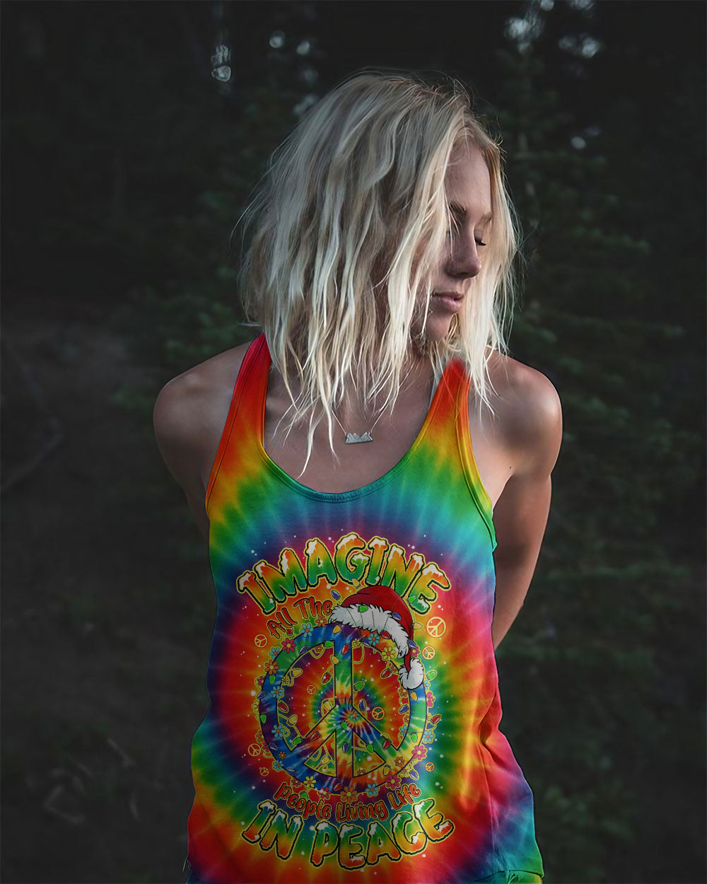 IMAGINE ALL THE PEOPLE LIVING LIFE IN PEACE CHRISTMAS TIE DYE ALL OVER PRINT - TYPQ1411251