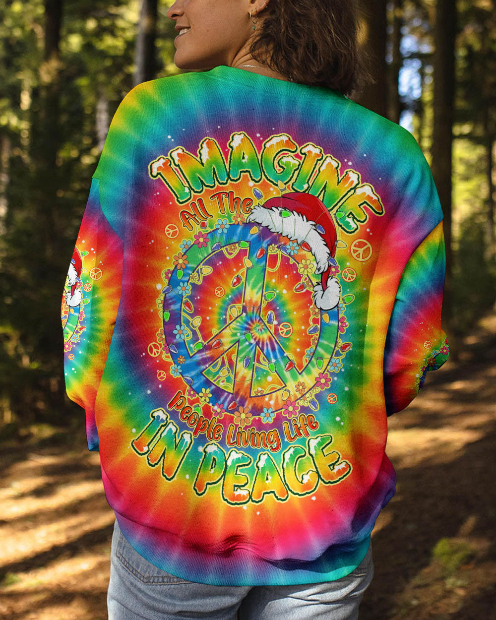 IMAGINE ALL THE PEOPLE LIVING LIFE IN PEACE CHRISTMAS TIE DYE ALL OVER PRINT - TYPQ1411251