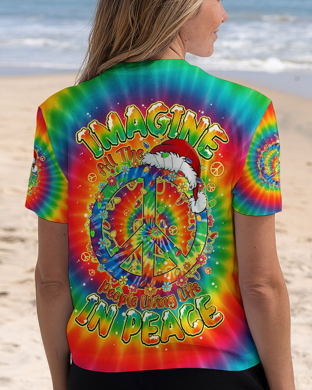IMAGINE ALL THE PEOPLE LIVING LIFE IN PEACE CHRISTMAS TIE DYE ALL OVER PRINT - TYPQ1411251