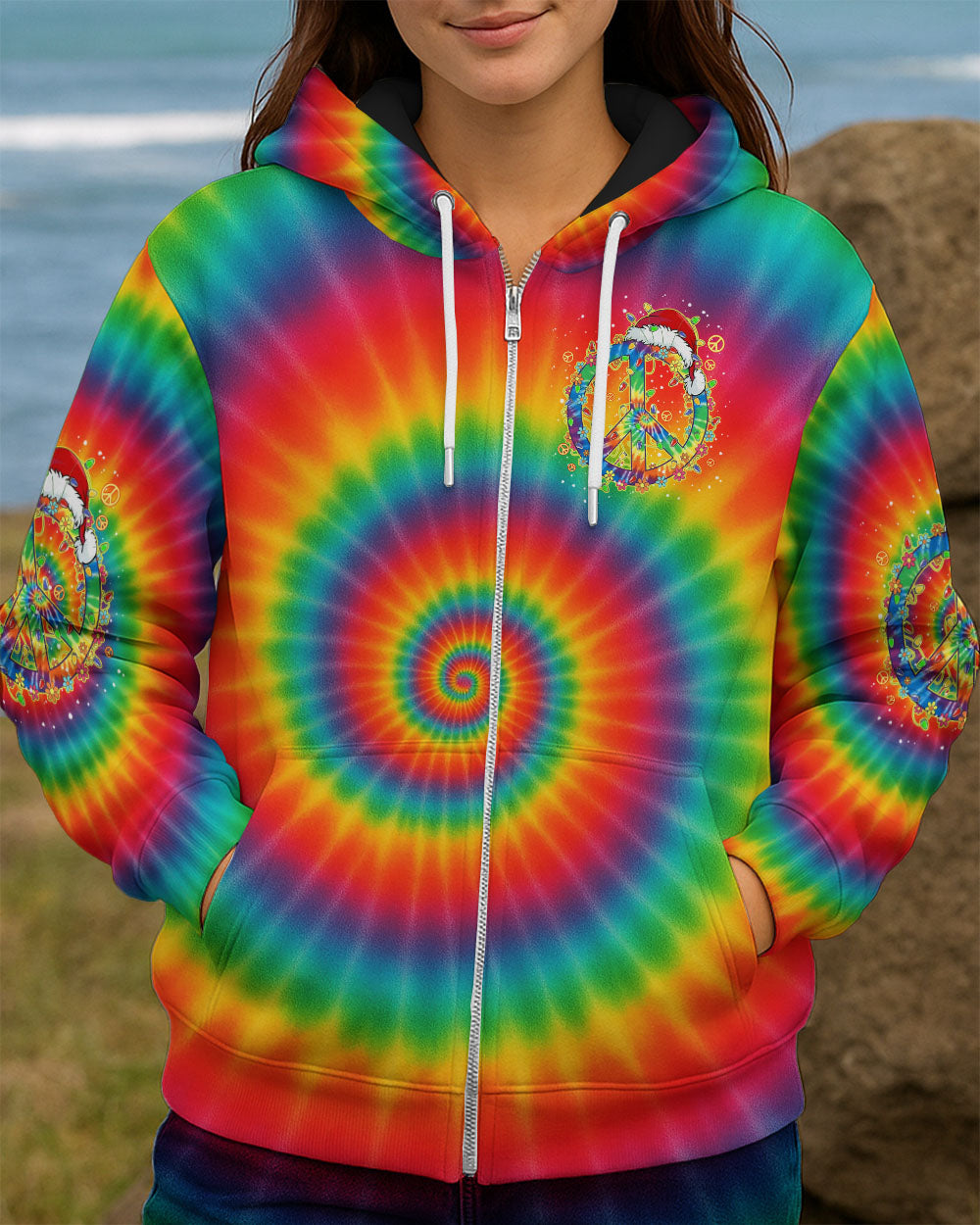 IMAGINE ALL THE PEOPLE LIVING LIFE IN PEACE CHRISTMAS TIE DYE ALL OVER PRINT - TYPQ1411251