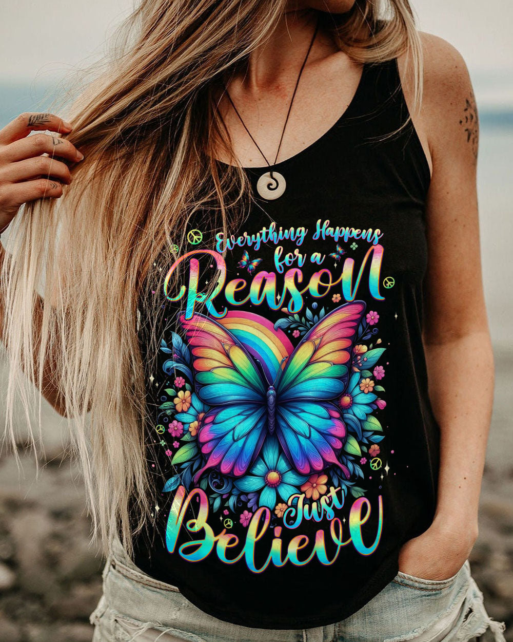 JUST BELIEVE BUTTERFLY ALL OVER PRINT - TYPQ1707252