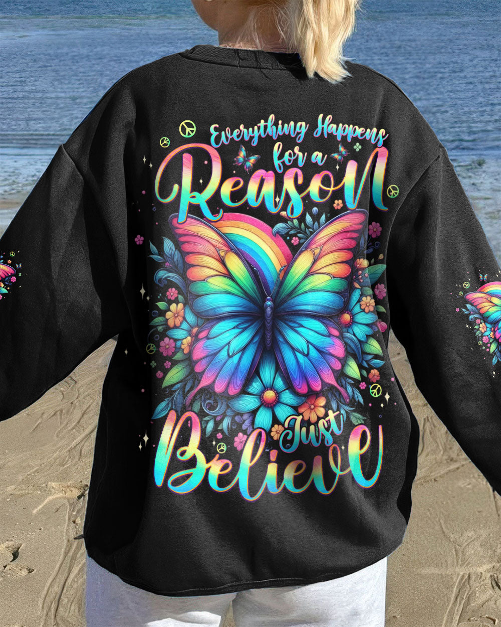 JUST BELIEVE BUTTERFLY ALL OVER PRINT - TYPQ1707252