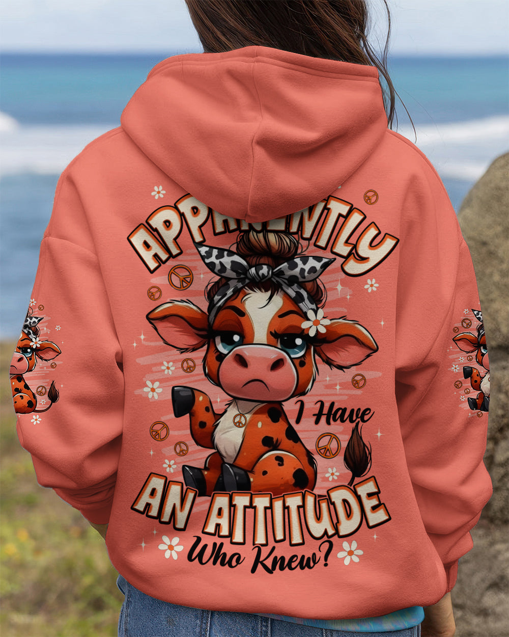 APPARENTLY I HAVE AN ATTITUDE WHO KNEW COW ALL OVER PRINT - TYPQ2212252