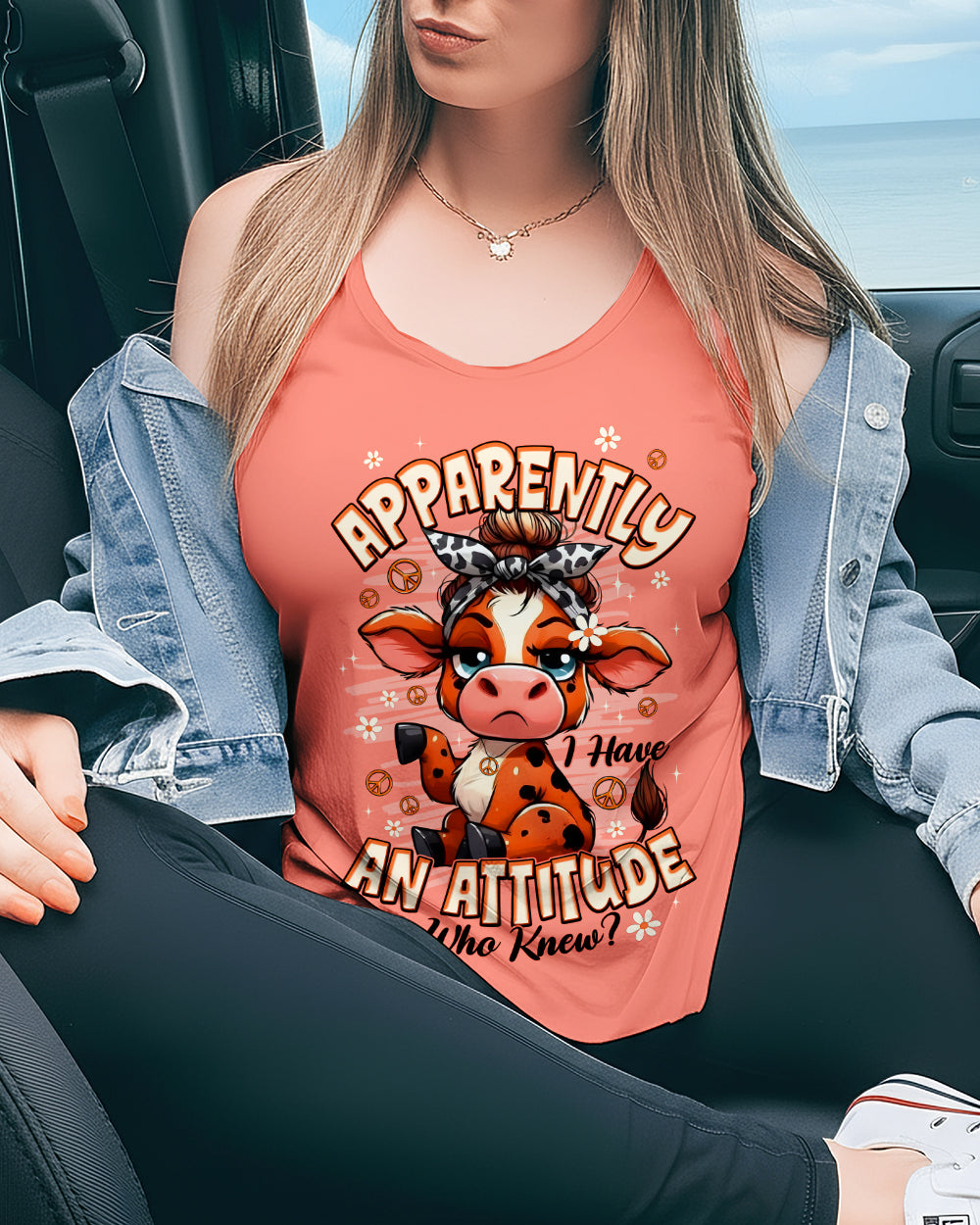 APPARENTLY I HAVE AN ATTITUDE WHO KNEW COW ALL OVER PRINT - TYPQ2212252