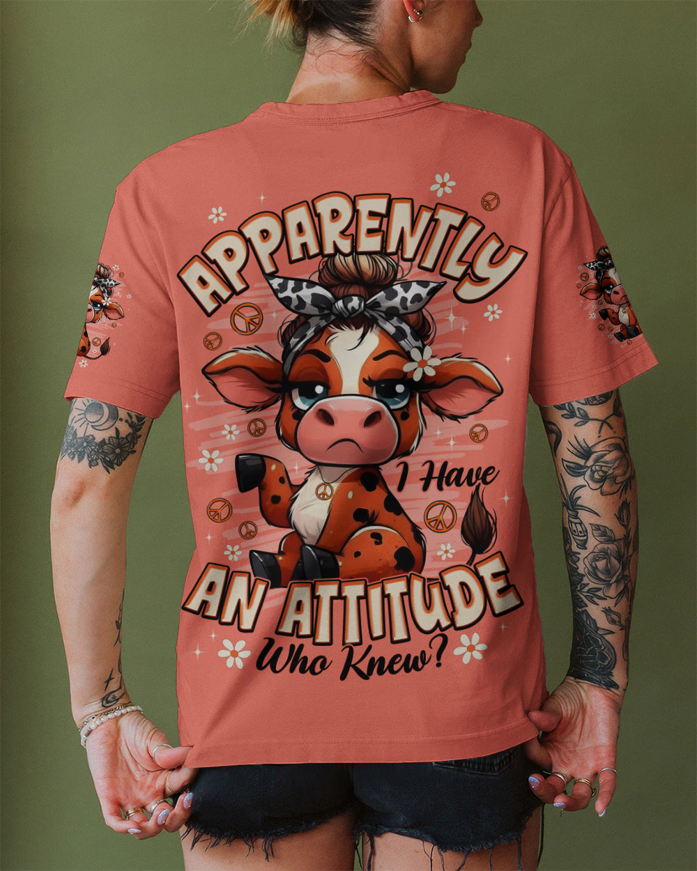 APPARENTLY I HAVE AN ATTITUDE WHO KNEW COW ALL OVER PRINT - TYPQ2212252