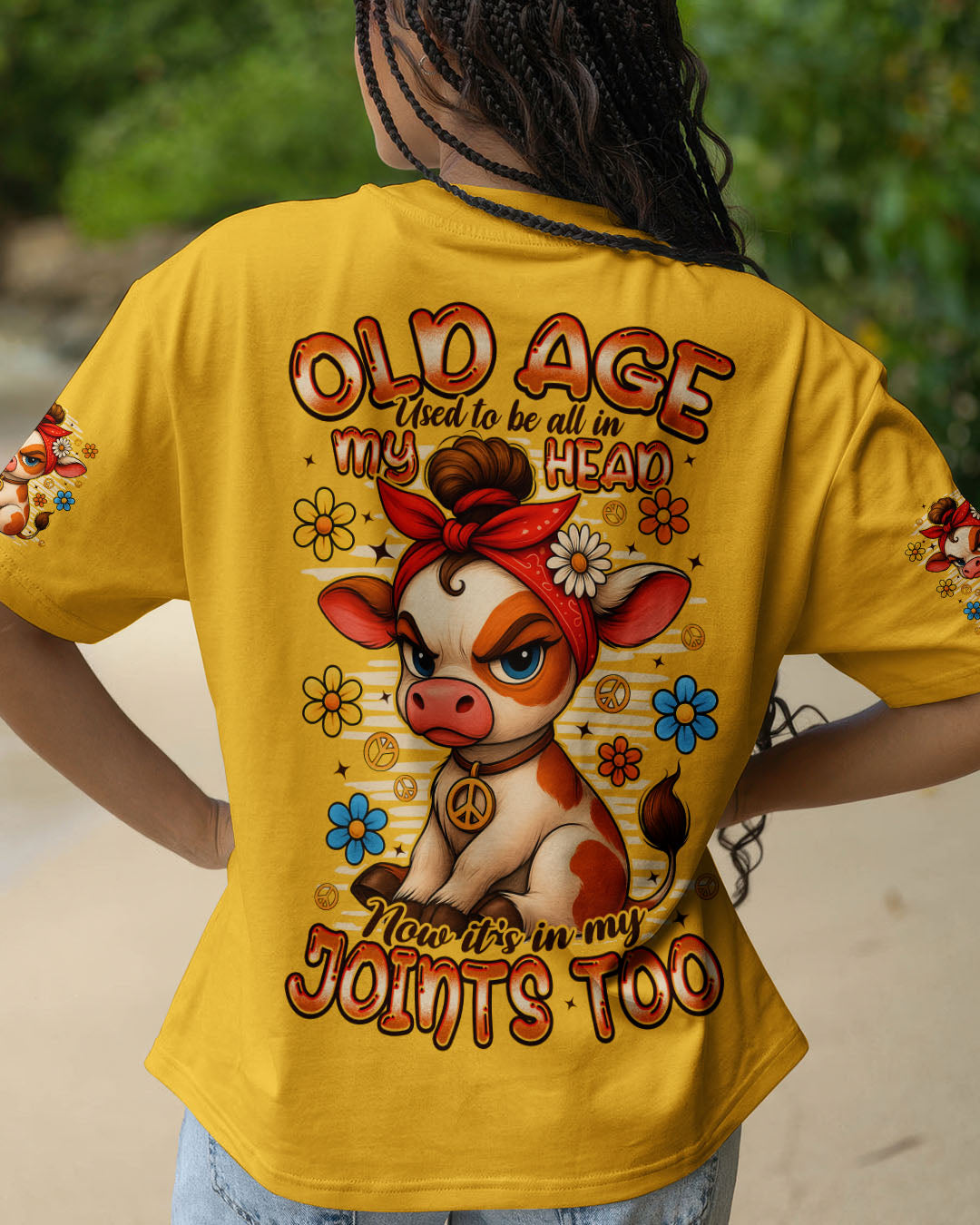 OLD AGE USED TO BE ALL IN MY HEAD COW ALL OVER PRINT - TYPQ2309253