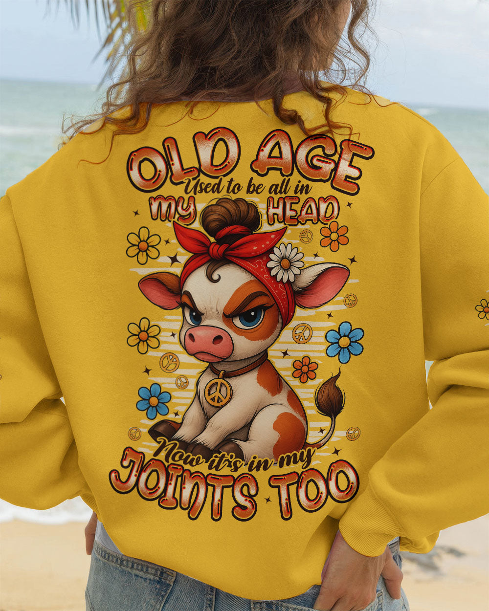 OLD AGE USED TO BE ALL IN MY HEAD COW ALL OVER PRINT - TYPQ2309253