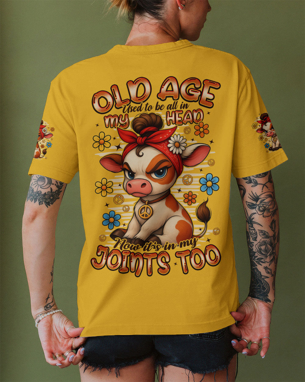 OLD AGE USED TO BE ALL IN MY HEAD COW ALL OVER PRINT - TYPQ2309253