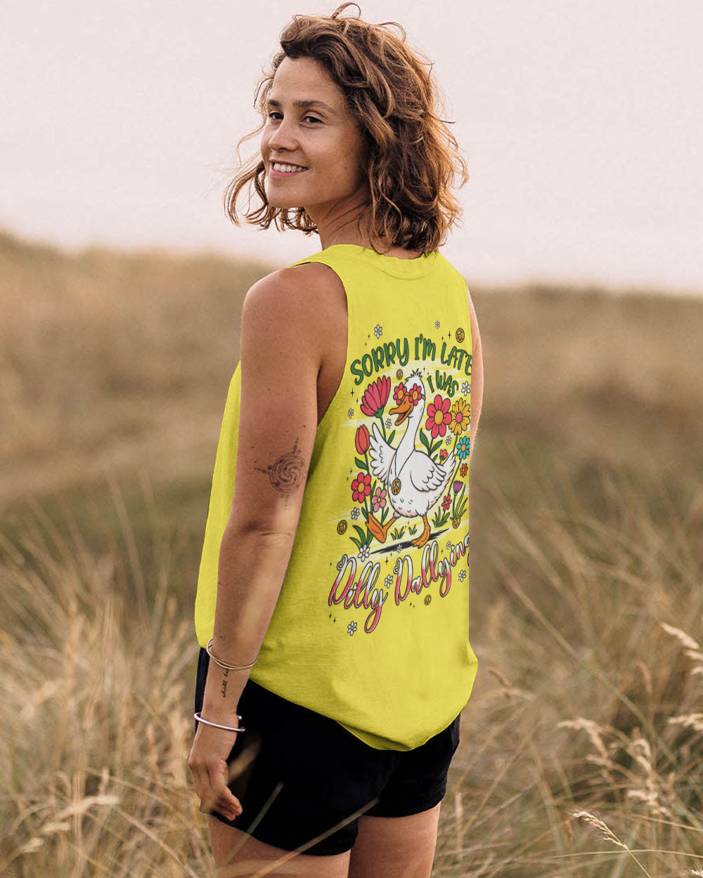 SORRY I'M LATE I WAS DILLY DALLYING HIPPIE DUCK ALL OVER PRINT - TYPQ2606251