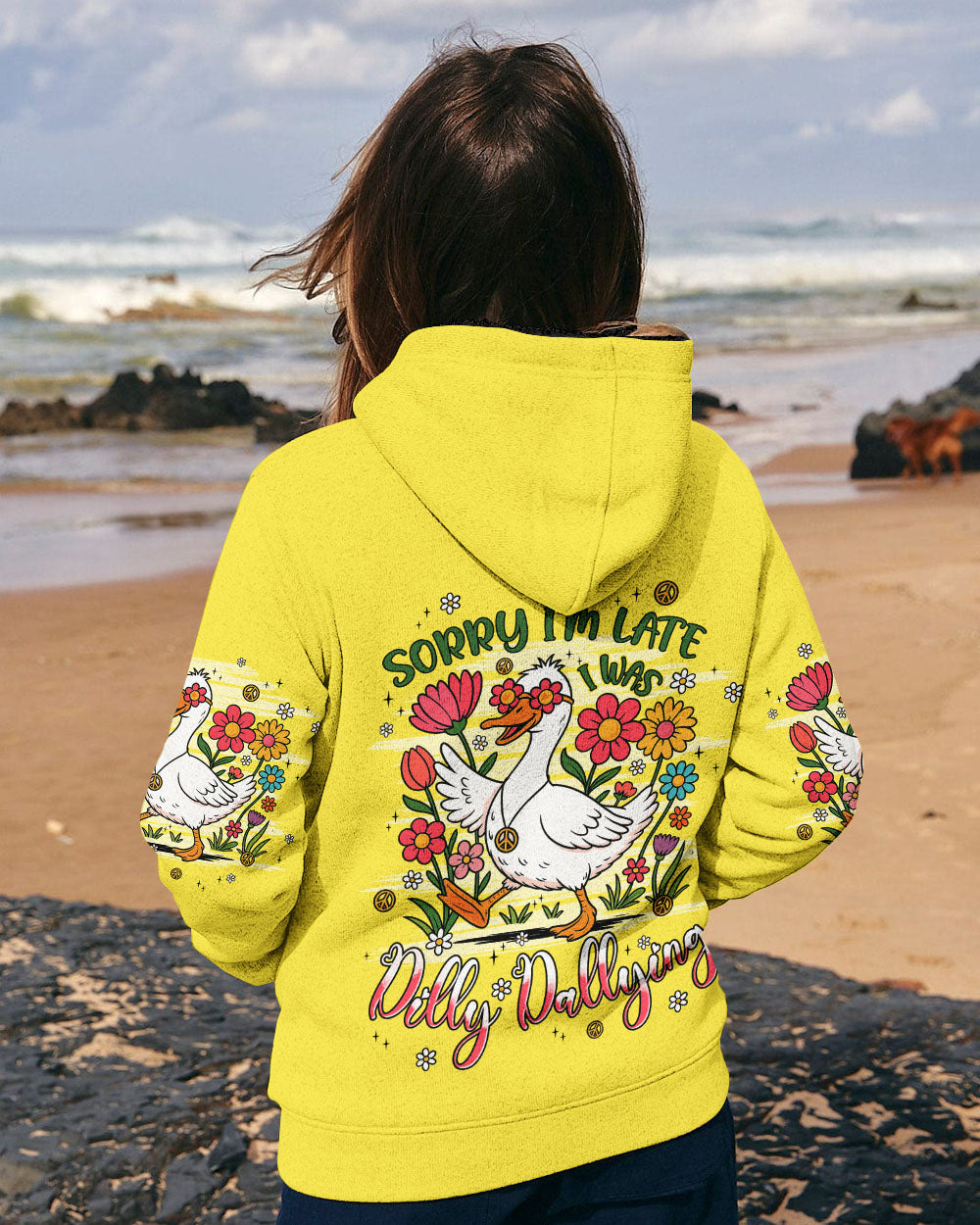 SORRY I'M LATE I WAS DILLY DALLYING HIPPIE DUCK ALL OVER PRINT - TYPQ2606251