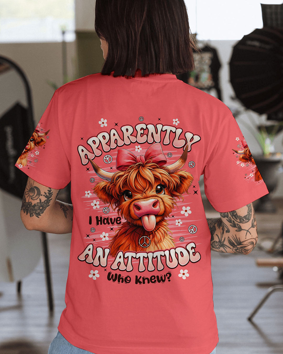 APPARENTLY I HAVE AN ATTITUDE WHO KNEW COW ALL OVER PRINT - TYPQ2611251