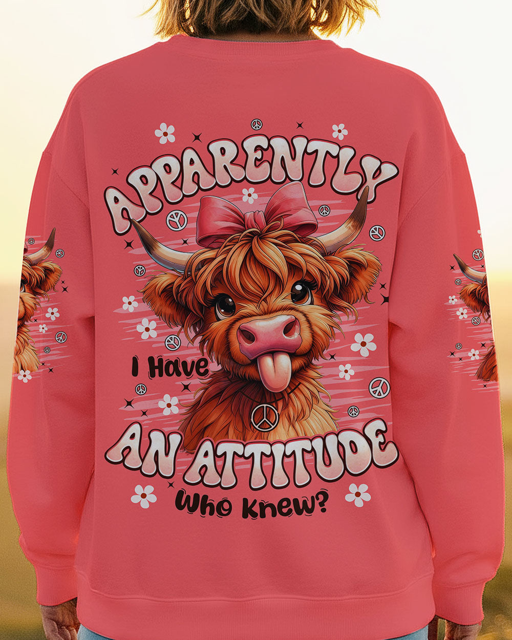 APPARENTLY I HAVE AN ATTITUDE WHO KNEW COW ALL OVER PRINT - TYPQ2611251