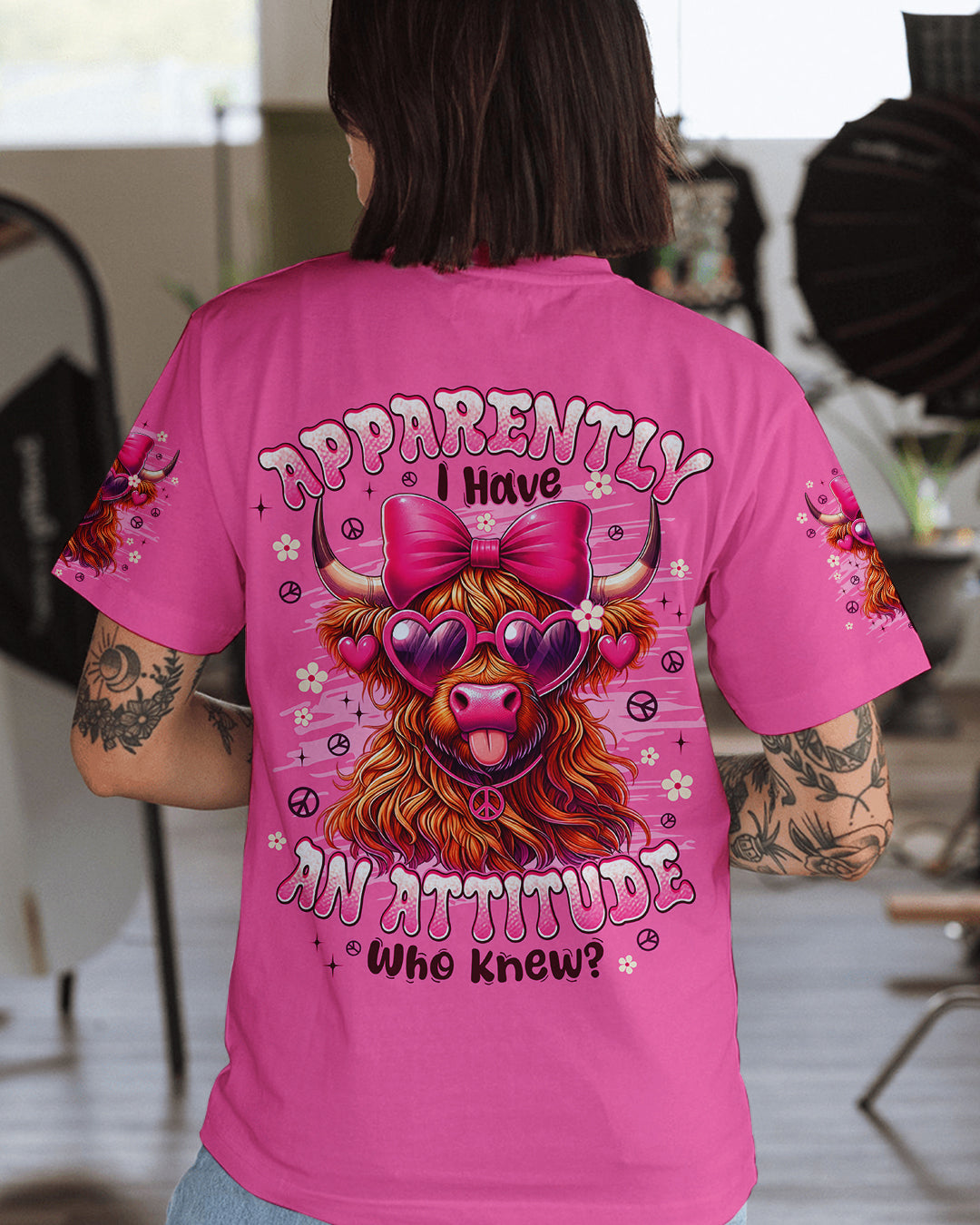 APPARENTLY I HAVE AN ATTITUDE WHO KNEW COW ALL OVER PRINT - TYPQ2712251