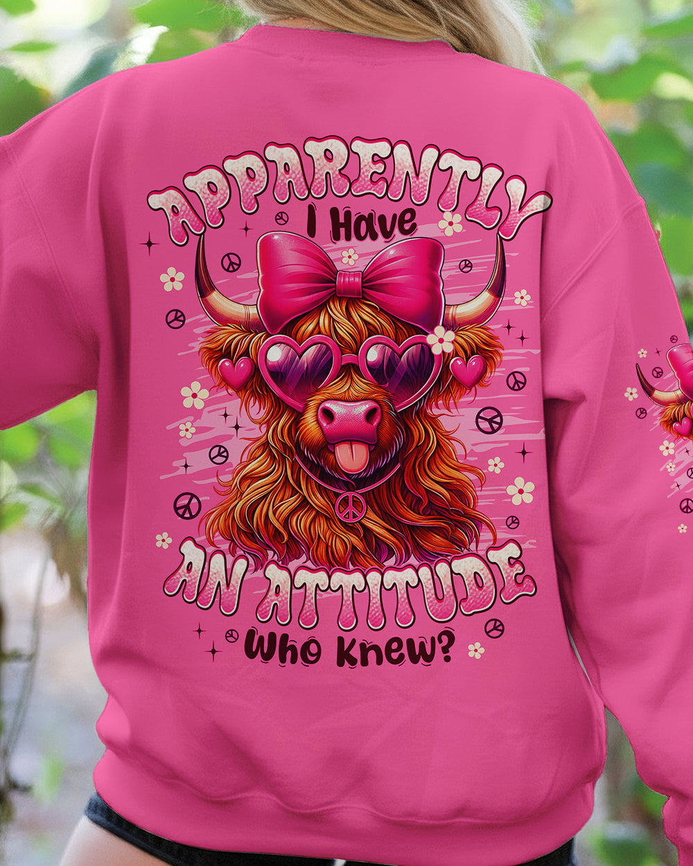 APPARENTLY I HAVE AN ATTITUDE WHO KNEW COW ALL OVER PRINT - TYPQ2712251