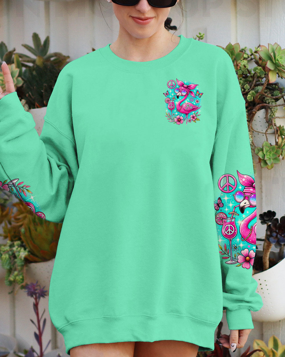 JUST BE YOUR OWN UNIQUE BEAUTIFUL SELF FLAMINGO ALL OVER PRINT - TYQY0107241