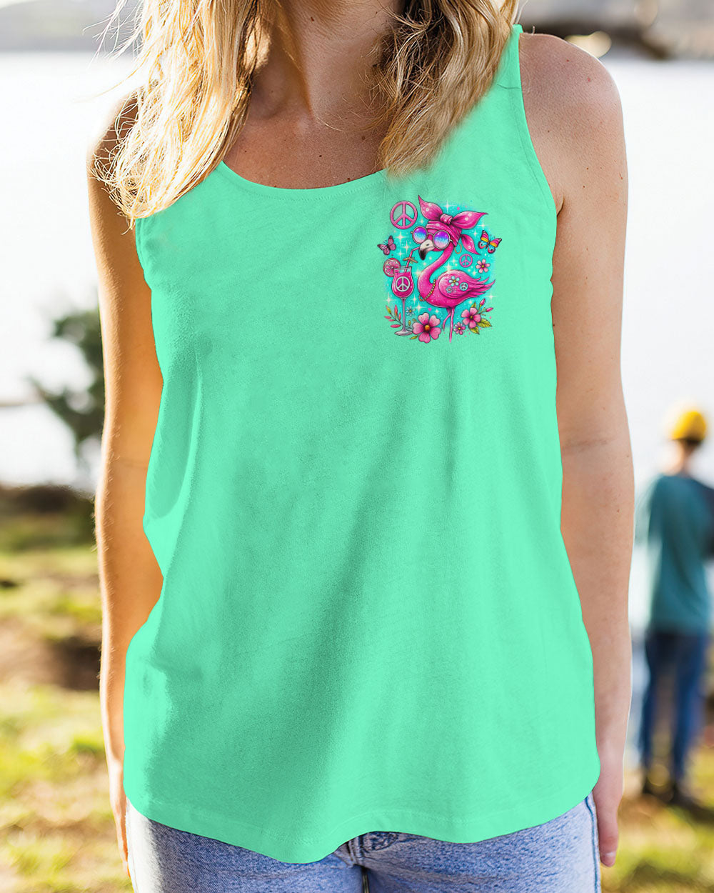JUST BE YOUR OWN UNIQUE BEAUTIFUL SELF FLAMINGO ALL OVER PRINT - TYQY0107241