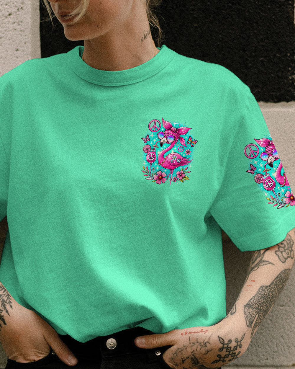 JUST BE YOUR OWN UNIQUE BEAUTIFUL SELF FLAMINGO ALL OVER PRINT - TYQY0107241