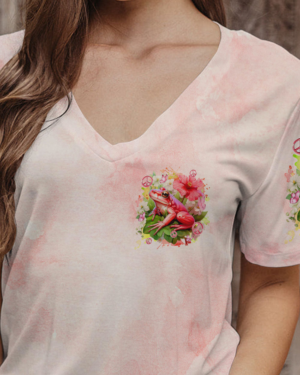 BE YOU THE WORLD WILL ADJUST PINK FROG ALL OVER PRINT - TYQY0112234
