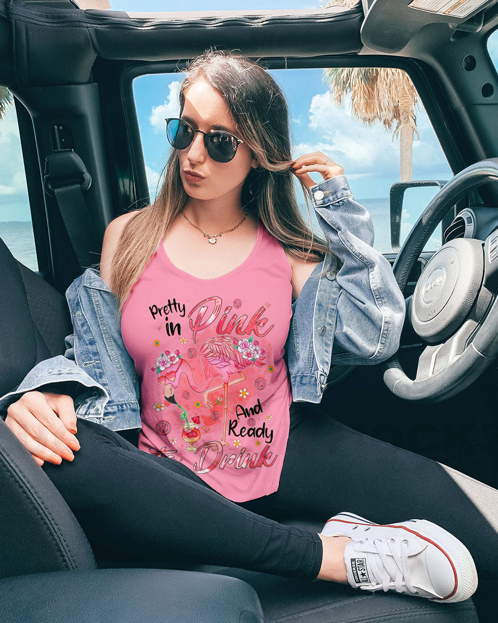 PRETTY IN PINK FLAMINGO ALL OVER PRINT - TYQY0307242