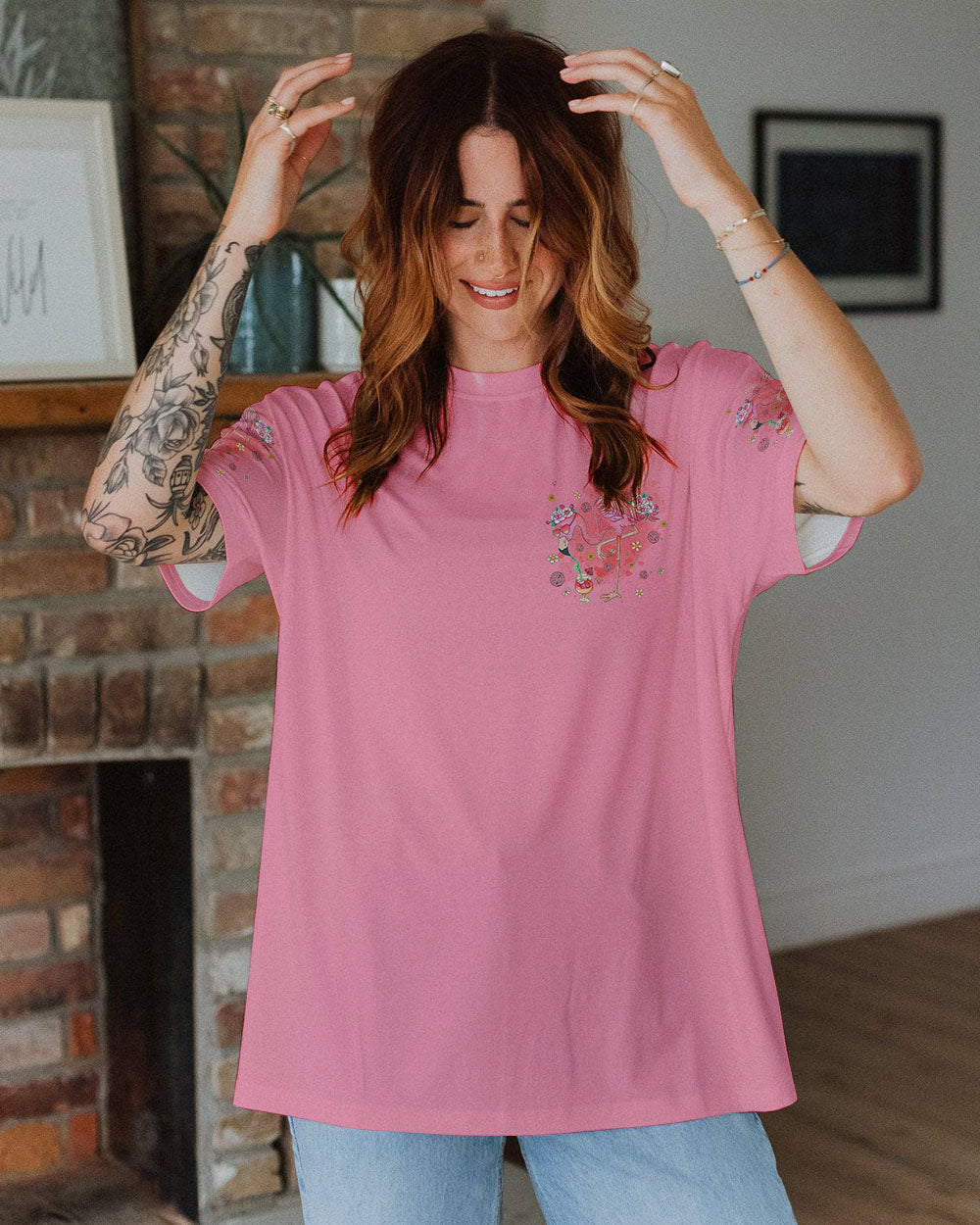 PRETTY IN PINK FLAMINGO ALL OVER PRINT - TYQY0307242