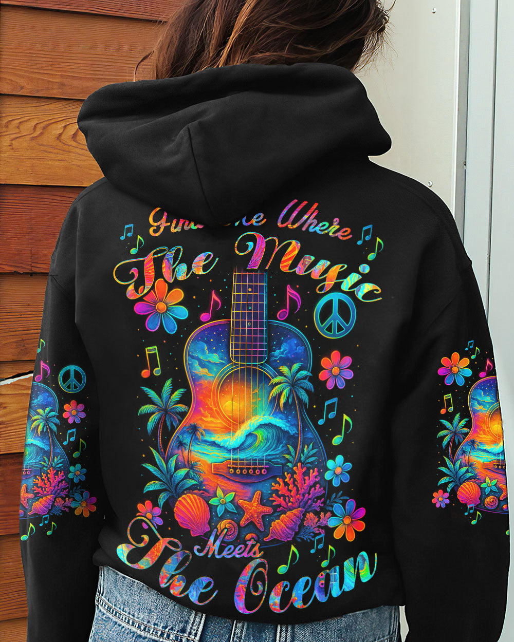 FIND ME WHERE THE MUSIC MEETS THE OCEAN GUITAR ALL OVER PRINT - TYQY0404252