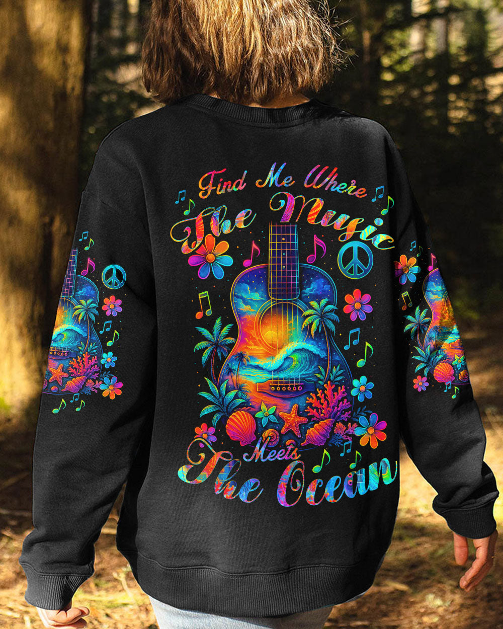 FIND ME WHERE THE MUSIC MEETS THE OCEAN GUITAR ALL OVER PRINT - TYQY0404252