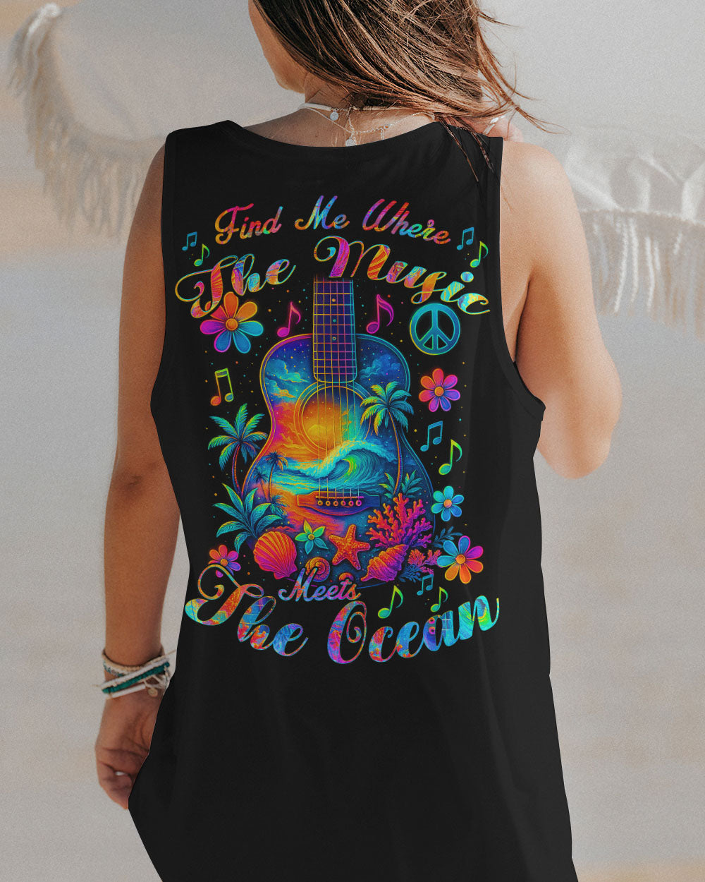 FIND ME WHERE THE MUSIC MEETS THE OCEAN GUITAR ALL OVER PRINT - TYQY0404252