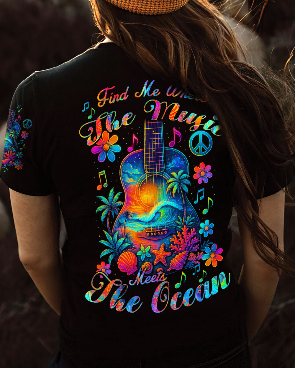 FIND ME WHERE THE MUSIC MEETS THE OCEAN GUITAR ALL OVER PRINT - TYQY0404252