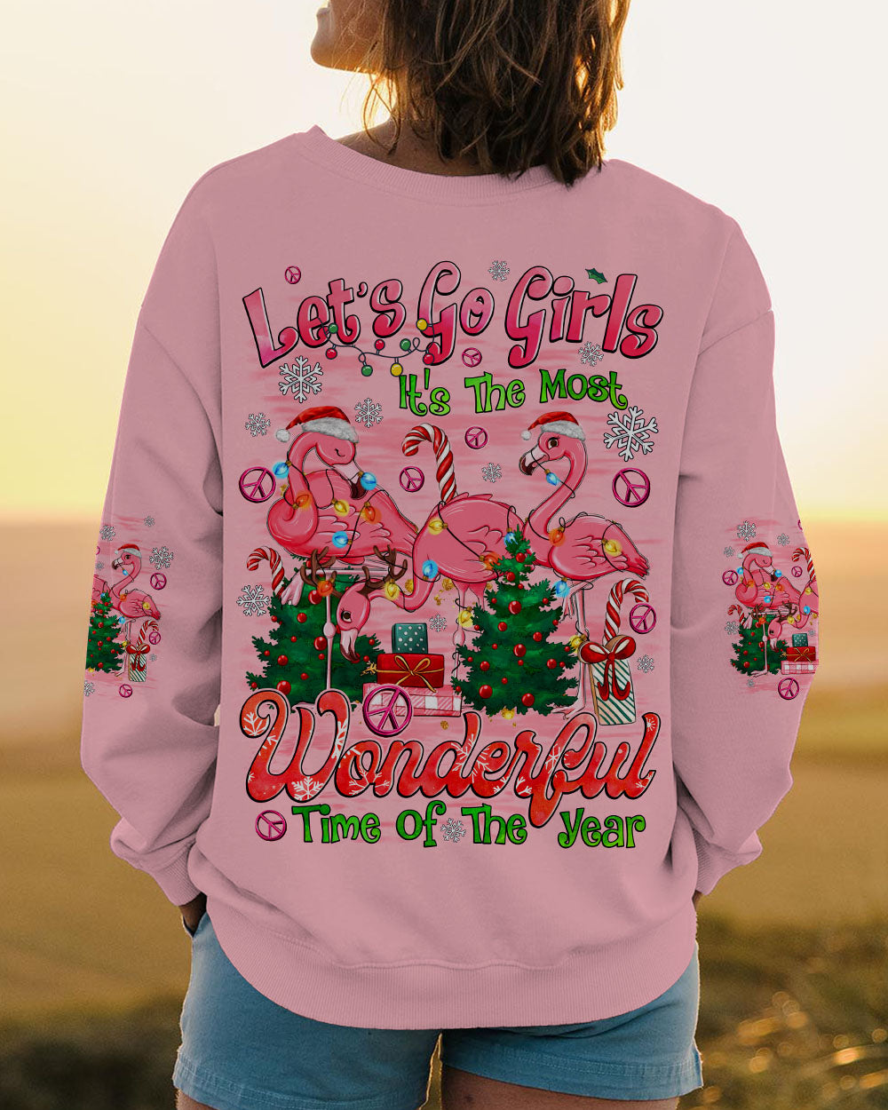 LET'S GO GIRLS FLAMINGOS CHRISTMAS ALL OVER PRINT - TYQY0411243