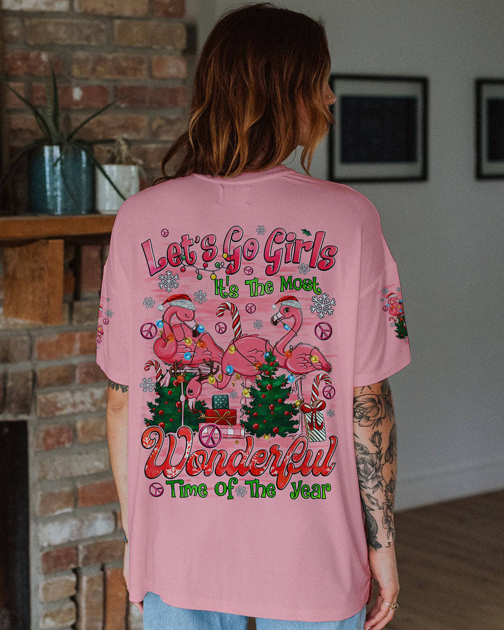 LET'S GO GIRLS FLAMINGOS CHRISTMAS ALL OVER PRINT - TYQY0411243