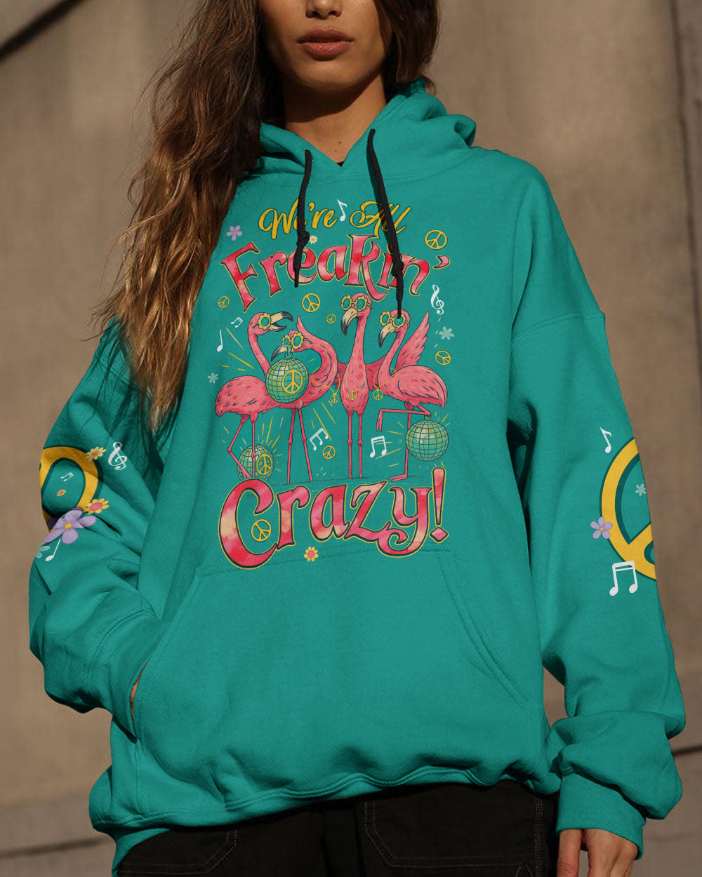 WE'RE ALL FREAKIN' CRAZY FLAMINGO ALL OVER PRINT - TYQY0505253