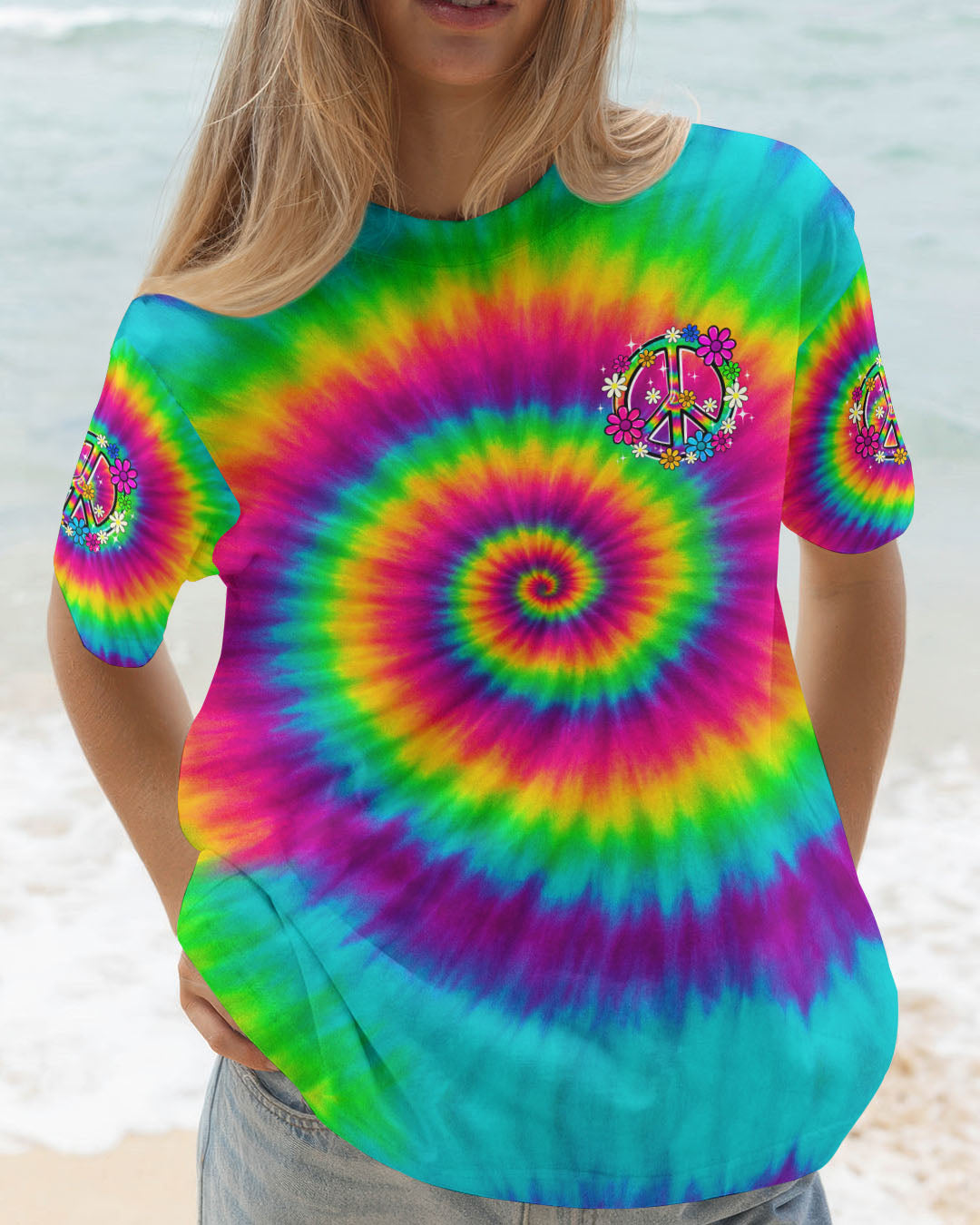 DON'T WORRY BEE HAPPY TIE DYE ALL OVER PRINT - TYQY0506254