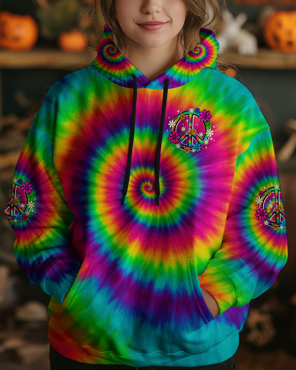 DON'T WORRY BEE HAPPY TIE DYE ALL OVER PRINT - TYQY0506254