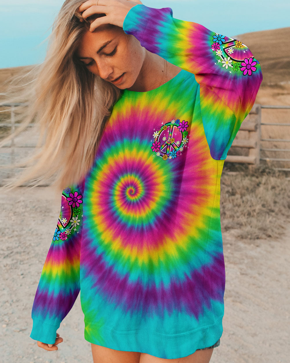 DON'T WORRY BEE HAPPY TIE DYE ALL OVER PRINT - TYQY0506254