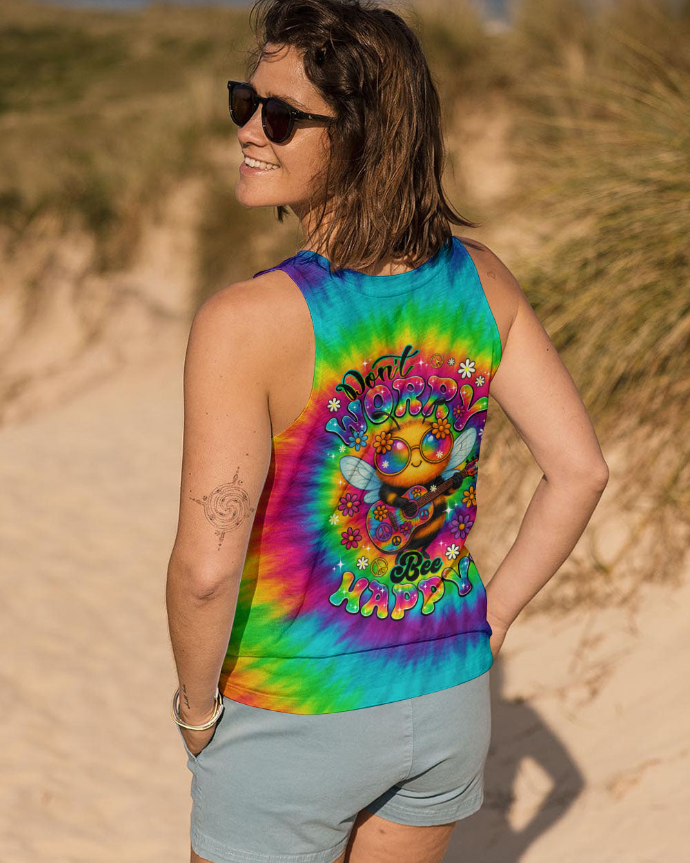 DON'T WORRY BEE HAPPY TIE DYE ALL OVER PRINT - TYQY0506254