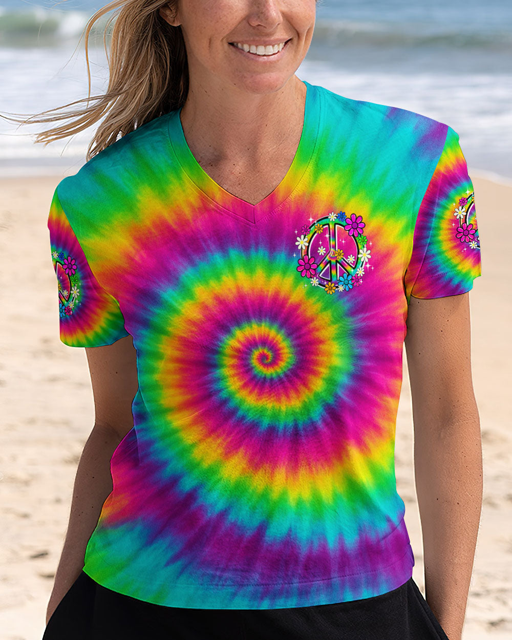 DON'T WORRY BEE HAPPY TIE DYE ALL OVER PRINT - TYQY0506254