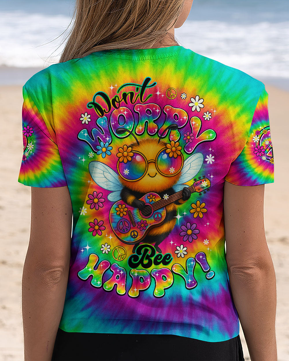 DON'T WORRY BEE HAPPY TIE DYE ALL OVER PRINT - TYQY0506254