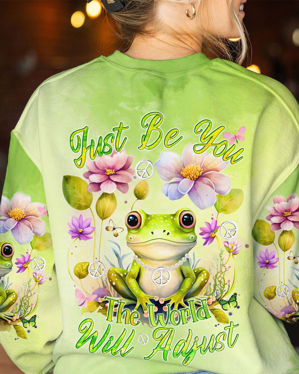JUST BE YOU THE WORLD WILL ADJUST FROG ALL OVER PRINT - TYQY0512233