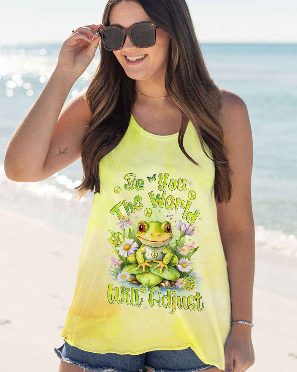 BE YOU THE WORLD WILL ADJUST FROG ALL OVER PRINT - TYQY0612233