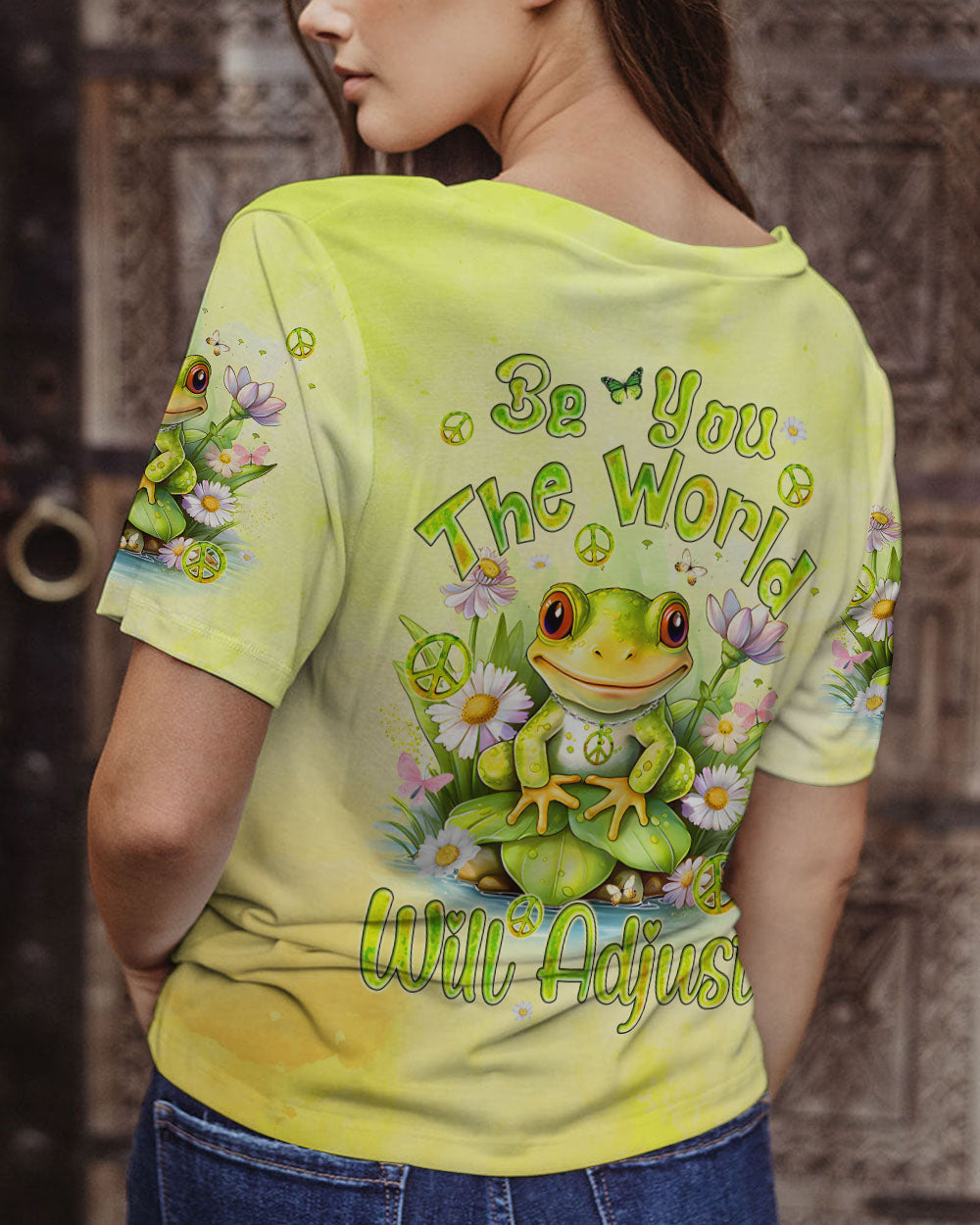 BE YOU THE WORLD WILL ADJUST FROG ALL OVER PRINT - TYQY0612233